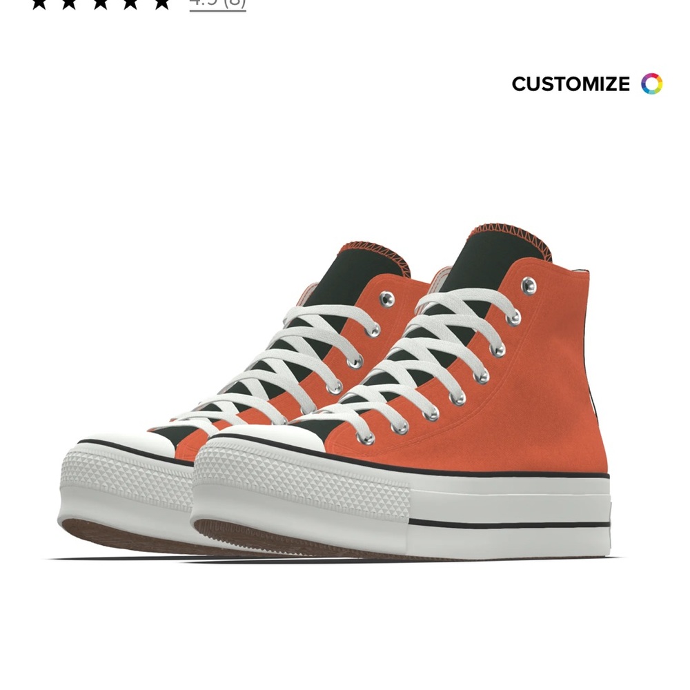 Converse Custom Orange and Black High Tops - Picture 2 of 8